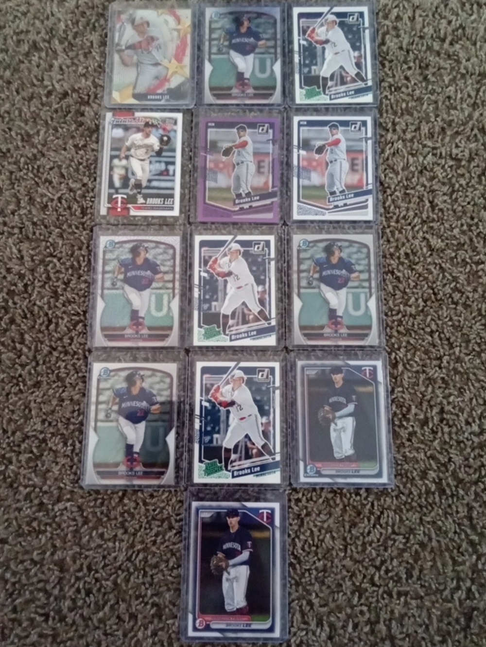 13 Card Brooks Lee Baseball Card Lot.